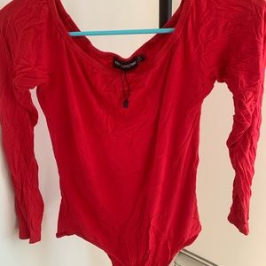 Prettylittlething Red longsleeve bodysuit Sz 12Us